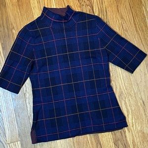 Plaid Mock Neck Sweater